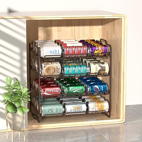 4-Tier Stackable Can Storage Rack, Sulishang Stainless Steel Upgraded Large Capacity, Suitable for Kitchen Cabinets, Pantry, Multifunctional Storage Rack