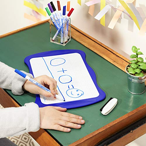 BIC Velleda Double-Sided Dry Erase Whiteboard - 19 x 26 cm with Blue Whiteboard Marker and Eraser - Mini Whiteboard for Office or Home Use