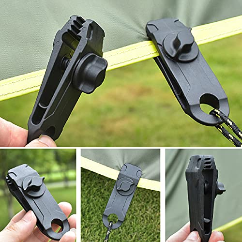 TRIWONDER Tarp Clips with Carabiner 12 Pcs Heavy Duty Lock Grip Tent Clamp Clip Tarp Clips with D-Ring Aluminum Alloy Locking for Holding Up Tarp Car Cover Pool Cover Boat Cover