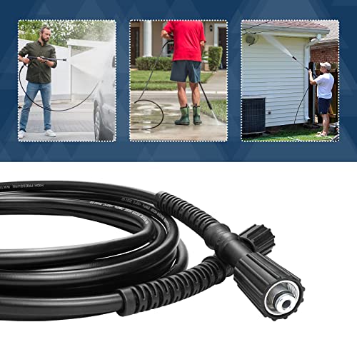 DERASL High Pressure Washer Hose, 25FT, 3300PSI, M22-14mm Female Thread on Both Sides, Torsion Resistant, Replaces Most Brands of Power Washer Hose