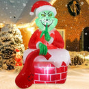 6FT Christmas Inflatable Outdoor Decorations Green Big Monster with Built-in LED Lights Blow up Yard Decoration for Xmas Halloween Holiday Party