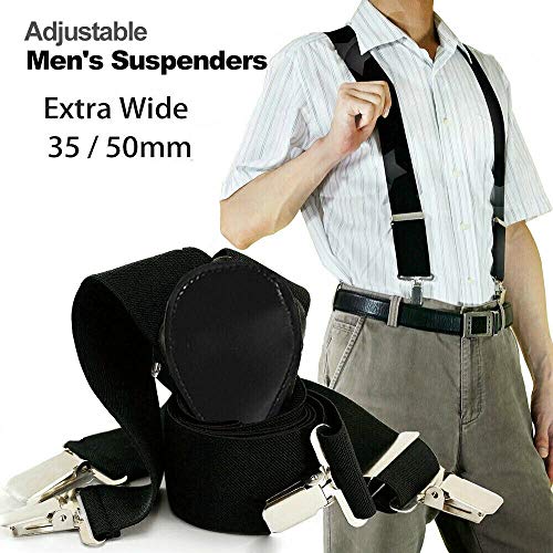 35/50mm Extra Wide Men's Adjustable Elastic Suspenders Clip On Braces Trouser AU (35mm)