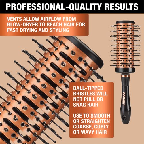 Conair Round Brush for Blow Out - Hair Brush Blow Dryer - Hair Dryer Round Brush - Hair Brush - Quick Blow Dry Copper Collection Vented