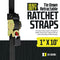 (2-Pack) Retractable Ratchet Straps with Vinyl Coated S-Hooks 1 x 10' Ratcheting Tie-Downs with Bolting Hole for Easy Tangle-Free Hauling in Trailers and Pickups - 1200 lb Break Strength