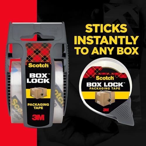 Scotch Box Lock Packaging Tape, 6 Rolls, 50M, Extreme Grip Packing, Shipping and Mailing Tape, Sticks Instantly to Any Box, 3950