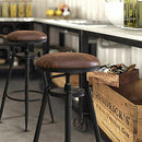 Levede 4X Bar Stool Kitchen Wooden Leather Barstools Industrial Swivel Chairs