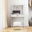 Panana Vanity Desk with Mirror and Lights, Vanity Set Makeup Vanity Table with Adjustable Lights One Drawer Storage Makeup Table with Stool Vanity Desk for Bedroom (White)