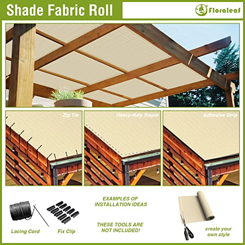 FLORALEAF 6'×25' Outdoor Shade Cloth 95% UV Block Fabric Roll for Pergola Carport Patio Deck Awning Garden Yard Balcony Backyard Privacy Screen Shade Cover