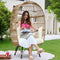 NICESOUL Patio Stationary Egg Chair with Thicken Cushions, Indoor Outdoor Large PE Rattan Egg Basket Chair 440 lbs,Oversized Boho Lounger Chair for Balcony Backyard (Natural Color)