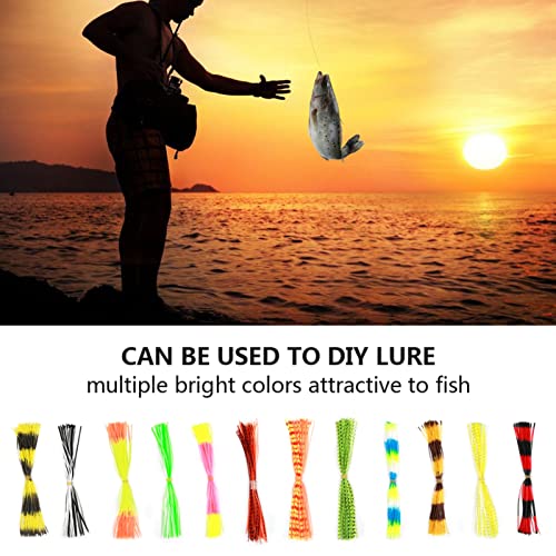 Joyzan Silicone Jig Skirts, DIY Rubber Fishing Lures 12 Bundles 600 Strands Bass Fishing Bait Accessories Spinnerbaits Buzzbaits Spoon Blade Squid Skirt Part Fly Tying Kit Replacement for Spinnerbait