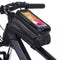 Bike Frame Bag with Mobile Phone Holder, CHICLEW Large Capacity Bike Phone Mount Pouch, Waterproof Bike Bag with TPU Sensitive Touch Screen Window for iPhone Samsung Smart Phones Below 6.7'