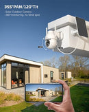 COCOCAM Solar Camera Outdoor Wireless, 2K PTZ Security Cameras 2.4GHz Wi-Fi, CCTV Surveillance Camera for Home Security, AI Motion Detection/Color Night Vision/2-Way Audio, IP66, SD/Cloud (White)