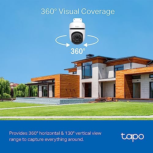 TP-Link Tapo Pan/Tilt Outdoor Security WiFi Camera, Wireless, 2K Live View, 360°, IP65, SD Card Slot, Smart AI Detection, Night Vision (Tapo C510W)