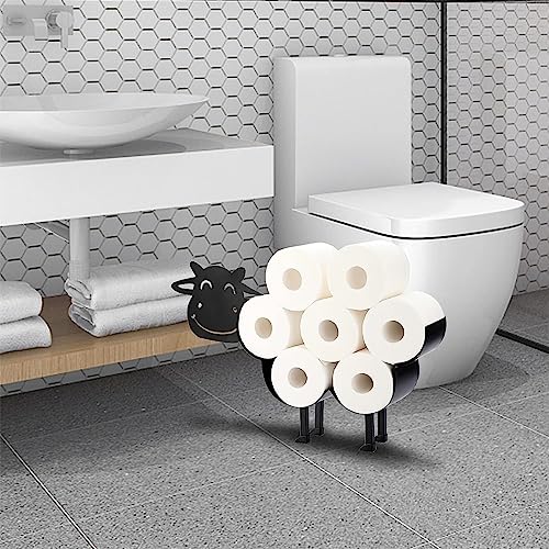 Cow Decorative Toilet Paper Holder Toilet Paper Holder Funny Bathroom Art Toilet Paper Stand Toilet Tissue Paper Storage Free-Standing Bathroom Tissue Storage Toilet Roll Holder