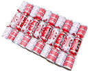 Toyland® Pack of 10 - Red & White Snowflake Nordic Christmas Crackers - Christmas Dinner Table Decorations