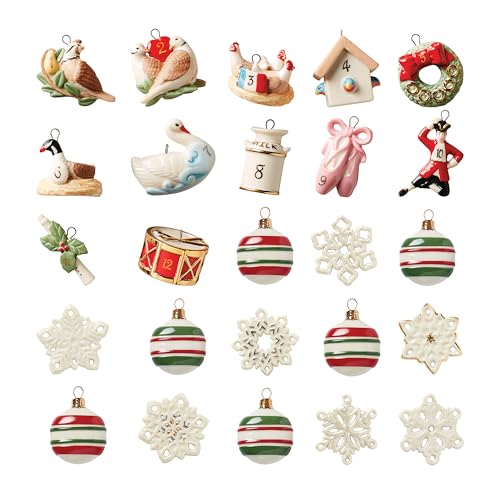 Lenox Treasured Traditions Advent Calendar Tree Set, 3.70, Ivory, 25 Pieces
