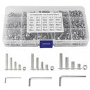 POATOW M3 M4 M5 500pc 304 Stainless Steel Hex Socket Button Head Bolts Screws Nuts Kit - Allen Hex Drives - Button Head Cap Screws- Storage Box