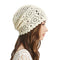 ZLYC Women Cotton Crochet Slouchy Beanie Hat Handmade Knit Cutout Summer Floral Skull Cap, Solid Beige, One Size