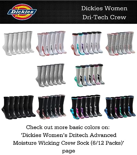 Dickies Women's Dri-Tech Moisture Control Crew Socks Multipack, Black Heathered (6 Pairs), 6-9