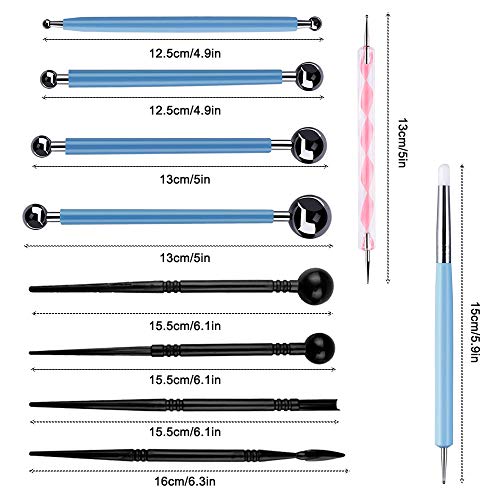 SENHAI 18Pcs Polymer Modeling Clay Sculpting Tools, Dotting Tools, Ball Stylus, Rubber Tips, Ceramic Clay Indentation Tools for Pottery Sculpture, Rock Painting, Art Carving Embossing