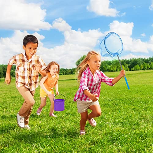 ZENFUN 11 Pack Kids Telescopic Butterfly Nets, 7 Extendable Fishing Nets with 4 Folding Water Buckets, Outdoor Insect Catching Nets, Great for Catching Ladybird, Bugs, Fish, Insect