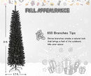 658 Tips Artificial Pencil Christmas Tree Halloween Tree, 6ft Pure Black Xmas Hallowmas Pine Trees with Metal Stand Perfect for Christmas/Halloween/Parties/Holiday Indoor Outdoor Decoration