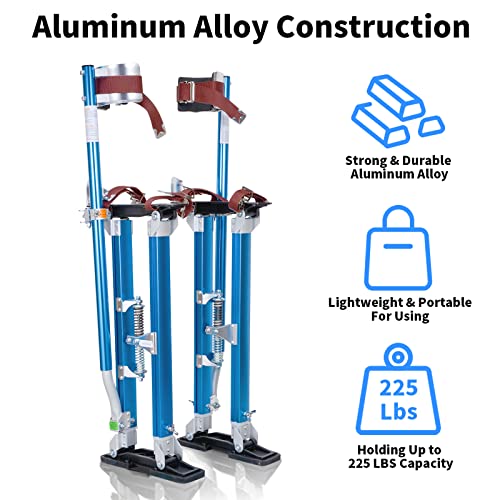 Hooomyai 24"-40" Drywall Stilts Aluminum Tool Stilt Height Adjustable Lifts Taping Paint Stilt for Sheetrock Painting Finishing Pruning Branches or Cleaning, Blue