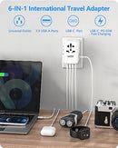 LENCENT Universal Travel Adapter, GaN III 45W International Charger with 3 USB Ports & 2 USB-C PD Fast Charging Adaptor, Worldwide Wall Charger for iPhone, Laptops, USA/UK/EU/AUS, White