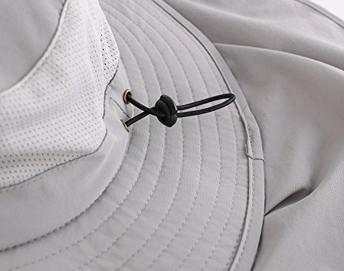 Home Prefer Mens Sun Hat with Flap Summer Neck Cover Foldable Fishing Cap Wide Brim Sun Protection Hat Light Gray