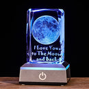 3D Moon Crystal with LED Colourful Light Base,Valentines Gifts for Her Girlfriend Wife Mom Women，Birthday Presents Lamp Thanksgiving Anniversary Funny Night Light