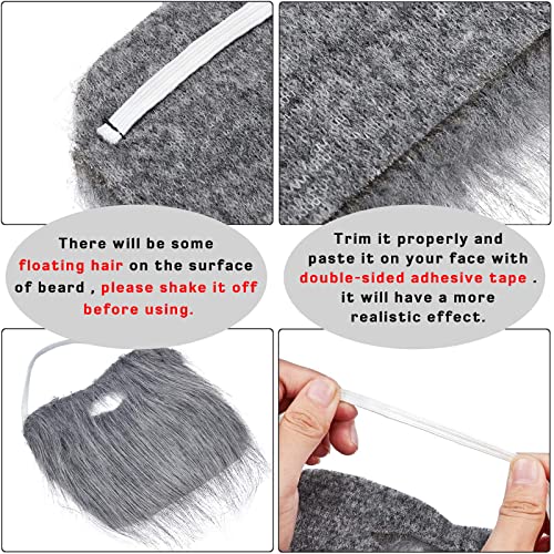 4 Pieces Fake Beards False Beards Funny Fake Mustache Fake Whisker for Costume Halloween Party Supplies (Black, White, Brown, Grey)