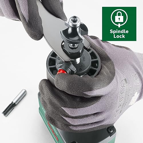 Bosch 18V Cordless Brushless Trim Router Without Battery, Inc 3mm Round Over Bit, 1/4" Collet, Parallel Guide (AdvancedTrimRouter 18V-8). Made in Europe