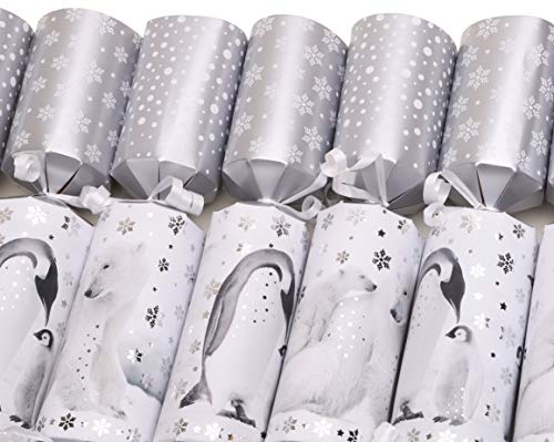 Toyland® Pack of 12 Polar Bear & Penguin Christmas Crackers