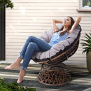 Gardeon Wicker Papasan Chair, Outdoor Chairs Patio Furniture Lounge Setting Garden Backyard Living Bedroom, 360 Degree Swivel with Soft Thick Cushion Brown