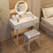 Vanity Makeup Table with Adjustable Light, Touch Screen, Dressing Table with Mirror and Stool, White