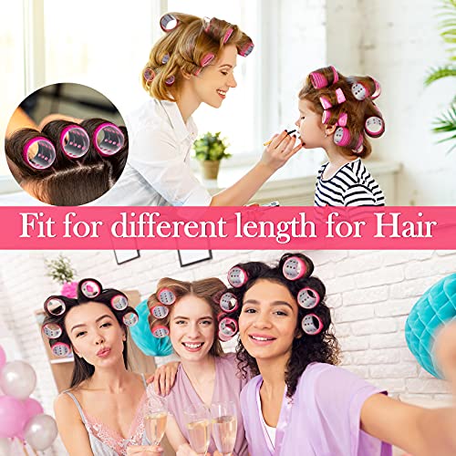 37 Pcs Aluminum Thermal Hair Rollers Set 3 Sizes Self Grip Hair Rollers 18 Pcs Duckbill Hair Clips, Comb Hairdressing Styling Tool, Random Color for Women, Men (Pink Series, 1.1'', 1.57'', 1.97'')