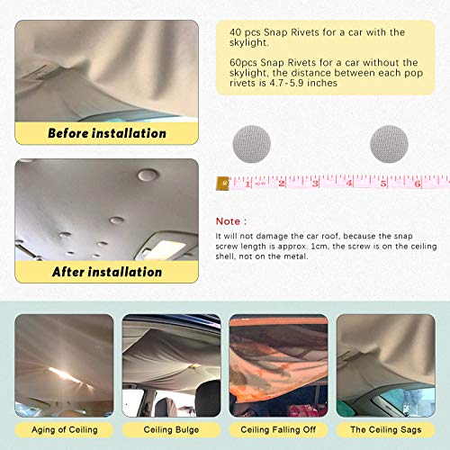 Swpeet 272Pcs Gray Car Roof Headliner Repair Rivets Repair Button with Twist Pins and Installation Tool Kit, Bed Skirt Pins Auto Roof Snap Pins Retainer Design for Car Roof Flannelette Fixed