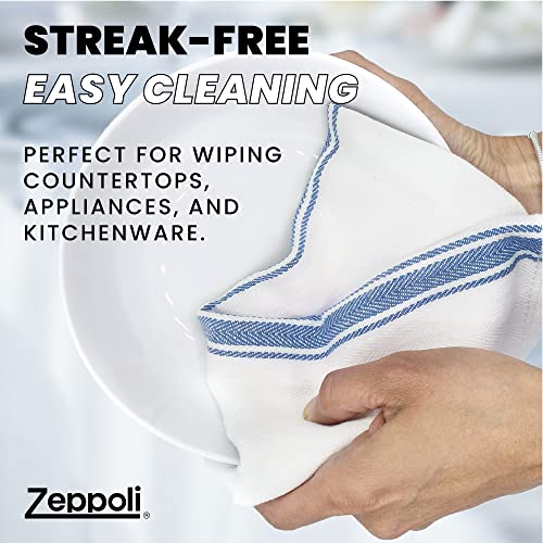 Zeppoli Classic Kitchen Towels 100% Natural Cotton Dish Towels 14 X 25 Inches Flour Sack Towels - Make Great Bar Towels