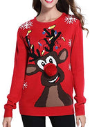 *daisysboutique* Women's Christmas Cute Reindeer Knitted Sweater Girl Pullover (XX Large, Lighting)