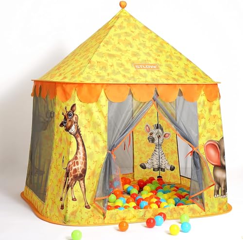 STLOVe Kids Play Tent, Customized Kids Ball Pit, Pop Up Castle, Kids Teepee Tent Transportable Kids Fort Playhouse, Breathable Kid Toys Tent,Foldable Toddlers Tents Outdoor Indoor (Not Included Balls)