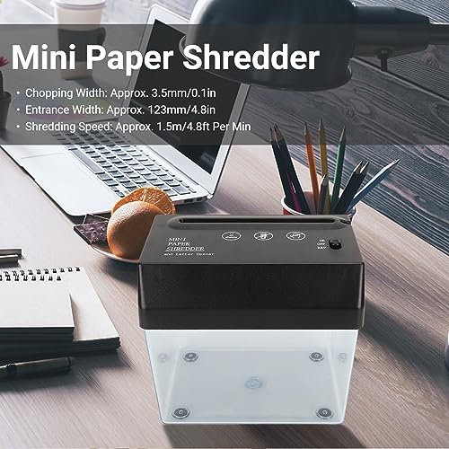 Paper Shredder,USB Paper Shredder Desktop Compact Mini Paper Shredder with Paper Basket and Power Cord, Paper Cutting Machine Cross Cut Shredder for Office School Home