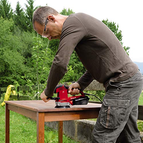 Einhell 4462165 Random Orbital Sander | TC-RS 38E Electric Sander, 380W, Eccentric Rotary Motion, 26000/Minute Oscillating Speed, Integrated Dust Extraction | Includes P80 Sanding Paper, Red
