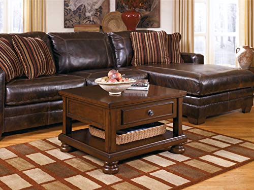 Signature Design by Ashley Porter Traditional Hand-Finished Lift Top Coffee Table, Dark Brown