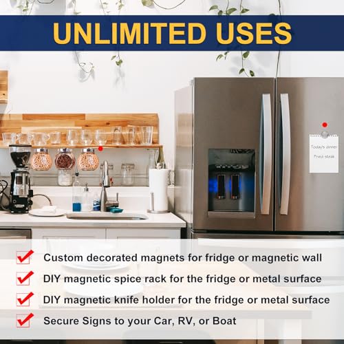 UCINNOVATE Neodymium Disc Magnets, 32x 3mm Powerful Rare Earth Magnets with Double-Sided Adhesive Refrigerator DIY Magnet for Whiteboard, Cute Locker Magnets for Crafts Dry Erase Board