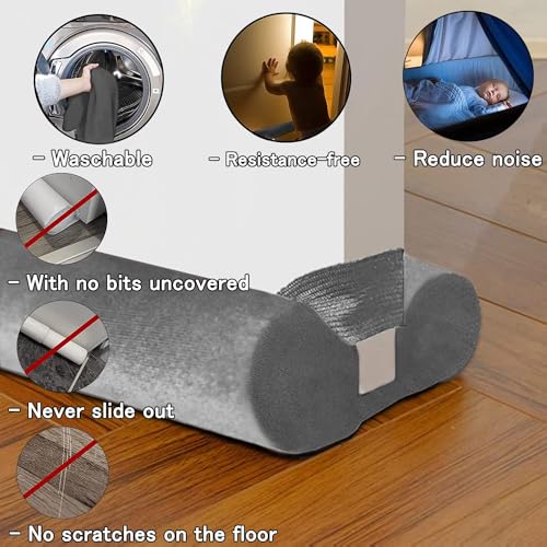 BKSAI Door Draft Stopper for Doors 31-39" No Adhesive Draft Stopper for Bottom of Door Draught Excluder Under Door Wind Blocker Reduce Noise Draught Excluder Sweep Sound Proof(Grey)