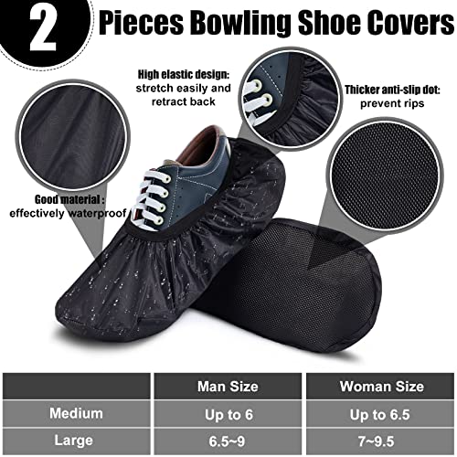 Zhanmai 4 Pcs Bowling Accessories Kit Bowling Shoe Covers Non Slip Bowling Ball Seesaw Bowling Ball Cleaning Pad Microfiber Bowling Ball Shammy Leather Towel (Medium)