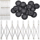 9 Pieces Expanding Sewing Gauge Aluminum Sewing Gauge Quilting Button Sewing Tool 24 Inch Equal Space Divider Expandable Sewing Tools with Black Buttons for Crafting Pleating Button Space