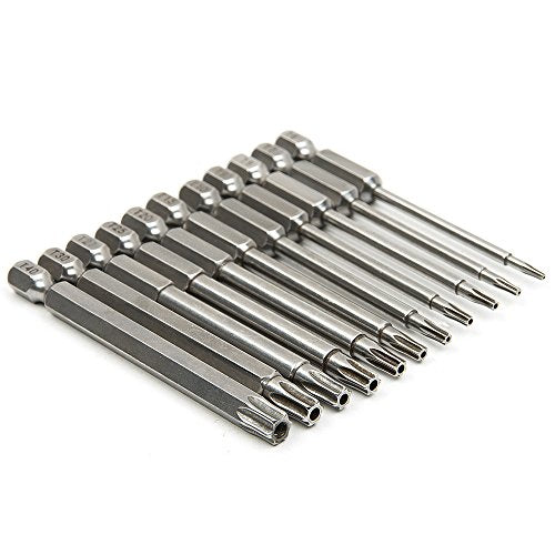 Yakamoz Torx Head Screw Driver Bit Set, 11 Pcs Magnetic T6-T40 Security Tamper Proof Star 6 Point Screwdriver Drill Bits Tools with 1/4 Inch Hex Shank | 3 Inch/ 75mm Length