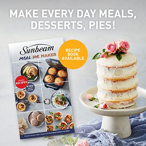 Sunbeam Pie Magic 4 Up | Electric Pie Maker, Deep-Fill Plates Make 4 Traditional-Sized Crispy Pies, With Pastry Cutter for Perfect Portions & Pie Maker Recipes E-Booklet, Grey
