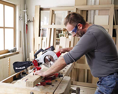 Einhell Power X-Change 18V Mitre Saw - 3000 RPM Circular Saw With Work Table, LED, Dust Collection, 45° Mitre, -47° Bevel - TE-MS 18/210 Li Solo (Battery Not Included)